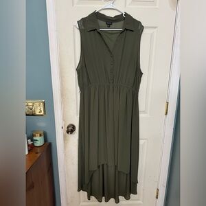 Torrid size 2 (us 18) Army Green Hi-Lo Sleeveless Midi Dress